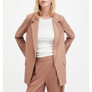 All Saints Aleida Open Front Blazer US 2 Tan Fawn Brown Lightweight Jacket